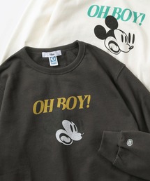 【71】【DISCUS/ディスカス】【Disney/ディズニー】ミッキーマウス 裏毛 クルーネック スウェット/ワンポイントワッペン/ユニセックス