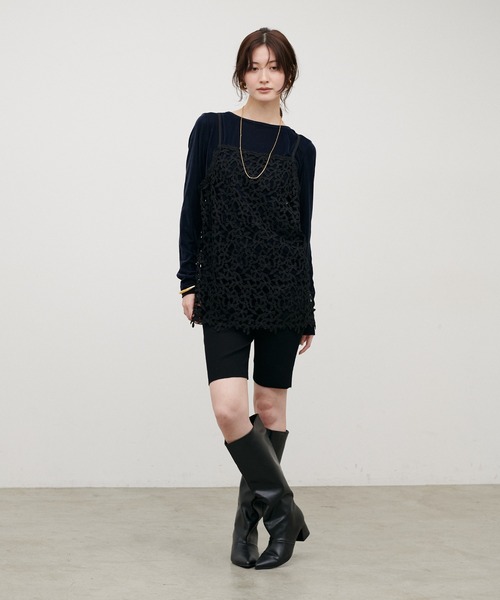 LARUTA（ラルータ）の「【LARUTA】［Web限定］花柄レースキャミ（キャミソール・レディース・オフホワイト/ブラック・MEDIUM）」の14枚目の写真