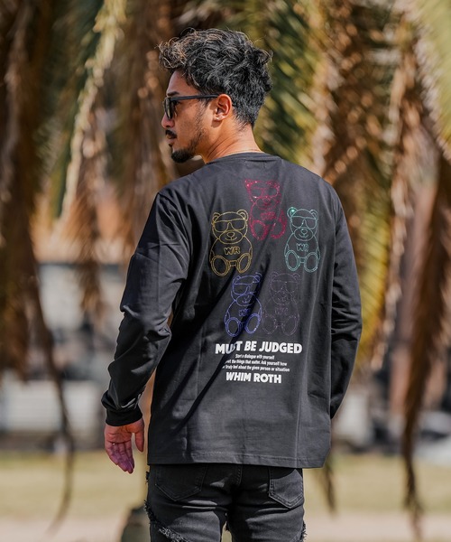 adamsJUGGLER(アダムスジャグラー)の「W/Rカラーベアロンティー(Tシャツ/カットソー・メンズ・ブラック・L)」の1枚目の写真