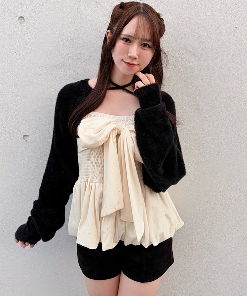 NOMAE（ノーマエ）の「ベロアリボンキャミ（キャミソール・レディース・ブラック/ピンク/アイボリー・FREE）」の15枚目の写真