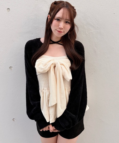 NOMAE（ノーマエ）の「ベロアリボンキャミ（キャミソール・レディース・ブラック/ピンク/アイボリー・FREE）」の16枚目の写真