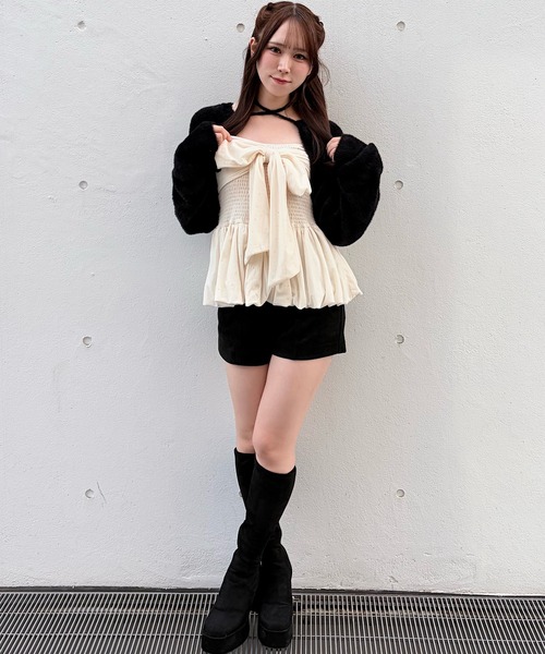 NOMAE（ノーマエ）の「ベロアリボンキャミ（キャミソール・レディース・ブラック/ピンク/アイボリー・FREE）」の17枚目の写真