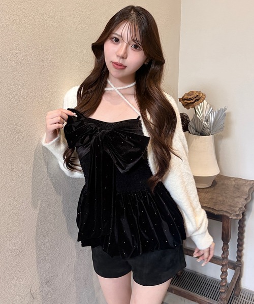 NOMAE（ノーマエ）の「ベロアリボンキャミ（キャミソール・レディース・ブラック/ピンク/アイボリー・FREE）」の20枚目の写真