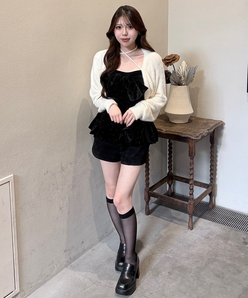 NOMAE（ノーマエ）の「ベロアリボンキャミ（キャミソール・レディース・ブラック/ピンク/アイボリー・FREE）」の22枚目の写真