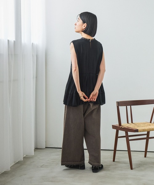 studio CLIP(スタディオクリップ)の「刺繍切り替えノースリーブブラウス(シャツ/ブラウス・レディース・ブラック/アイボリー・FREE)」の12枚目の写真