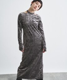 【ReRe】neck point velour dress