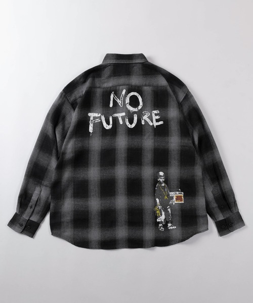 BRANDALISED(ブランダライズド)の「【70】【BRANDALISED/ブランダライズド】バンクシー アートグラフィック ネルチェックシャツ/ライトアウター/羽織/ユニセックス/レディース/メンズ(シャツ/ブラウス・メンズ・ブラック/ホワイト/ブラウン・M/L/XL)」の4枚目の写真