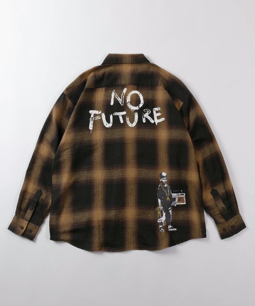 BRANDALISED(ブランダライズド)の「【70】【BRANDALISED/ブランダライズド】バンクシー アートグラフィック ネルチェックシャツ/ライトアウター/羽織/ユニセックス/レディース/メンズ(シャツ/ブラウス・メンズ・ブラック/ホワイト/ブラウン・M/L/XL)」の7枚目の写真