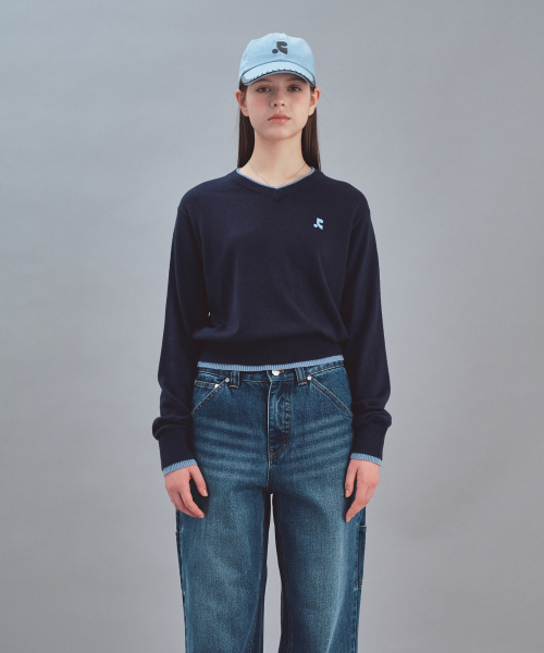 Rest&Recreation(レストアンドレクリエーション)の「LAYERED V-NECK WOOL KNIT - NAVY(ニット/セーター・レディース・その他・LARGE/SMALL)」の1枚目の写真