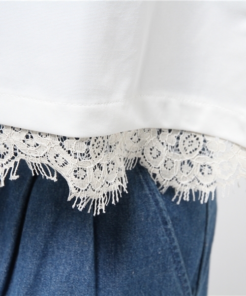 one after another NICE CLAUP（ワンアフターアナザーナイスクラップ）の「【ナイスクラップ】後ろレースカットソー（Tシャツ/カットソー・レディース・オフホワイト/ピンクベージュ/ネイビー・FREE）」の5枚目の写真