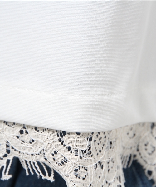 one after another NICE CLAUP（ワンアフターアナザーナイスクラップ）の「【ナイスクラップ】後ろレースカットソー（Tシャツ/カットソー・レディース・オフホワイト/ピンクベージュ/ネイビー・FREE）」の6枚目の写真