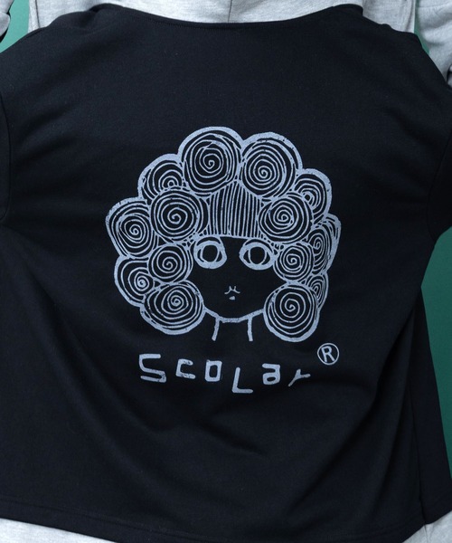 ScoLar(スカラー)の「163653:2WAYバイカラー裏毛プルパーカー(パーカー・レディース・ブラック/オレンジ/パープル・M)」の10枚目の写真