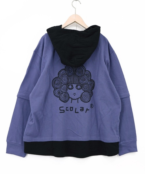 ScoLar(スカラー)の「163653:2WAYバイカラー裏毛プルパーカー(パーカー・レディース・ブラック/オレンジ/パープル・M)」の22枚目の写真