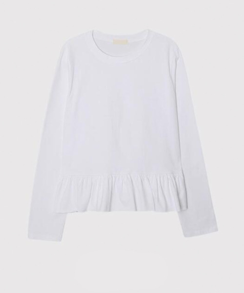VIVID LADY(ビビッドレディー)の「裾フレア クルーネック ロングTシャツ(Tシャツ/カットソー・レディース・ホワイト/グレー/ブラック・FREE)」の9枚目の写真