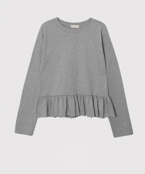 VIVID LADY(ビビッドレディー)の「裾フレア クルーネック ロングTシャツ(Tシャツ/カットソー・レディース・ホワイト/グレー/ブラック・FREE)」の11枚目の写真