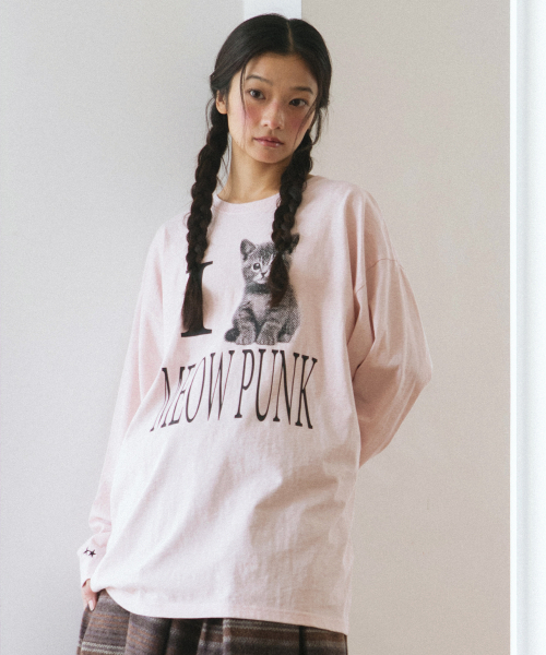 Cavish（カビシ）の「I LOVE MEOW PUNK LS TEE PINK(CV2GFFT559A)（Tシャツ/カットソー・レディース・ピンク・MEDIUM/SMALL）」の2枚目の写真