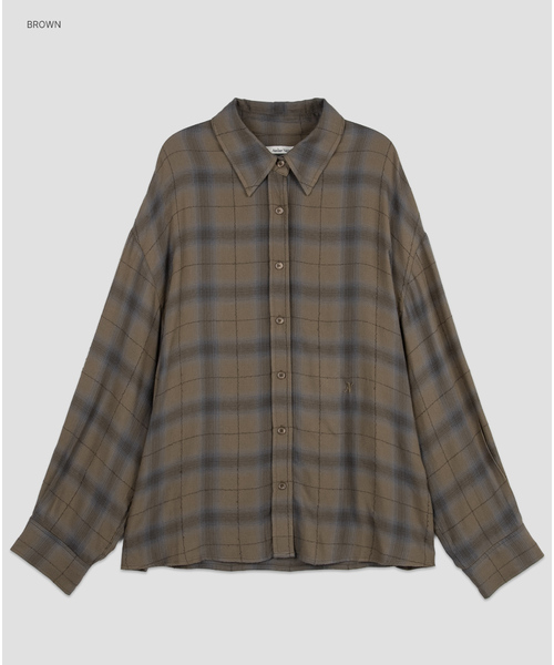 ATELIER NAIN(アトリエナイン)の「(BL-4441) ガーメントウォッシュドチェックシャツ(シャツ/ブラウス・レディース・その他/ブラウン/グレー・FREE)」の3枚目の写真