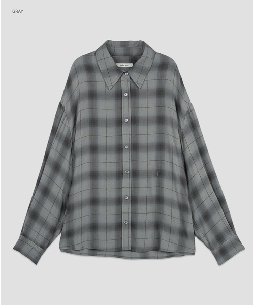 ATELIER NAIN(アトリエナイン)の「(BL-4441) ガーメントウォッシュドチェックシャツ(シャツ/ブラウス・レディース・その他/ブラウン/グレー・FREE)」の2枚目の写真