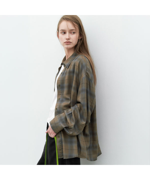 ATELIER NAIN(アトリエナイン)の「(BL-4441) ガーメントウォッシュドチェックシャツ(シャツ/ブラウス・レディース・その他/ブラウン/グレー・FREE)」の1枚目の写真