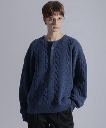 ELLUV（エルブ）の「【ELLUV/エルヴ】ウールミックス ヘンリーネックケーブルニットポロ（ニット/セーター）」