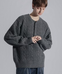 ELLUV（エルブ）の「【ELLUV/エルヴ】ウールミックス ヘンリーネックケーブルニットポロ（ニット/セーター）」