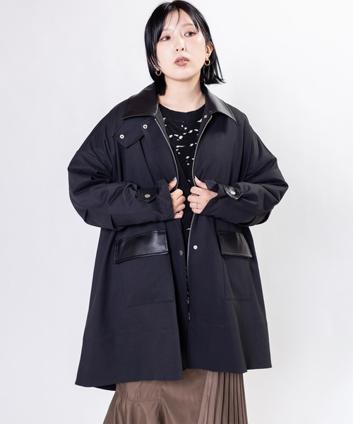 OSMOSIS(オズモーシス)の「ライナー付テントコート(その他アウター・レディース・ブラウン/アイボリー/ブラック・ONE SIZE)」の14枚目の写真