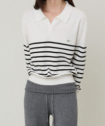 CITYAL Cotton Stripe Rugby Knit White