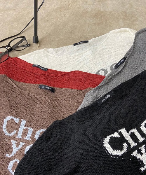 non-hedge(ノンヘッジ)の「ロゴショート丈ニットトップス(ニット/セーター・レディース・オフホワイト/ブラウン/レッド/チャコールグレー/ブラック・FREE)」の19枚目の写真