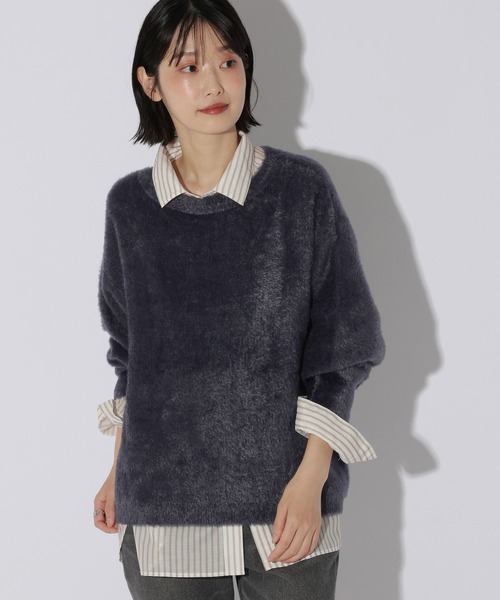 LAKOLE(ラコレ)の「シャギーニットプルオーバー / 855263(ニット/セーター・レディース・グレー/オレンジ/ネイビー/モカ/ライトブルー・FREE)」の4枚目の写真