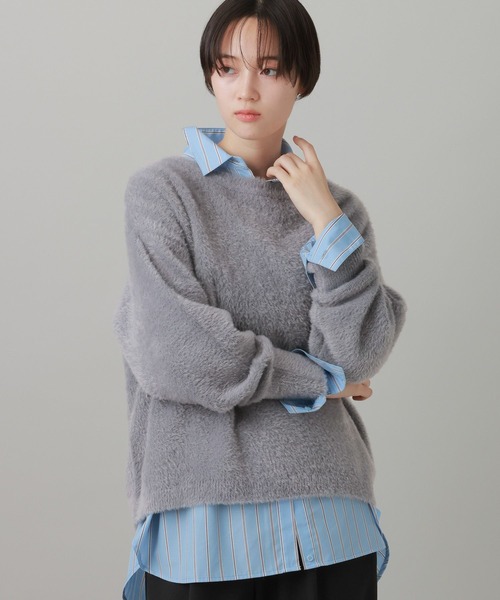 LAKOLE(ラコレ)の「シャギーニットプルオーバー / 855263(ニット/セーター・レディース・グレー/オレンジ/ネイビー/モカ/ライトブルー・FREE)」の1枚目の写真
