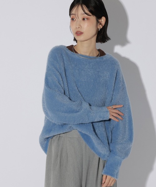 LAKOLE(ラコレ)の「シャギーニットプルオーバー / 855263(ニット/セーター・レディース・グレー/オレンジ/ネイビー/モカ/ライトブルー・FREE)」の3枚目の写真