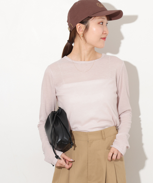 JOURNAL STANDARD relume(ジャーナルスタンダード レリューム)の「シアーテレコクルーネックプルオーバー(Tシャツ/カットソー・レディース・ピンク/ブラック/チャコールグレー/ホワイト・FREE)」の4枚目の写真
