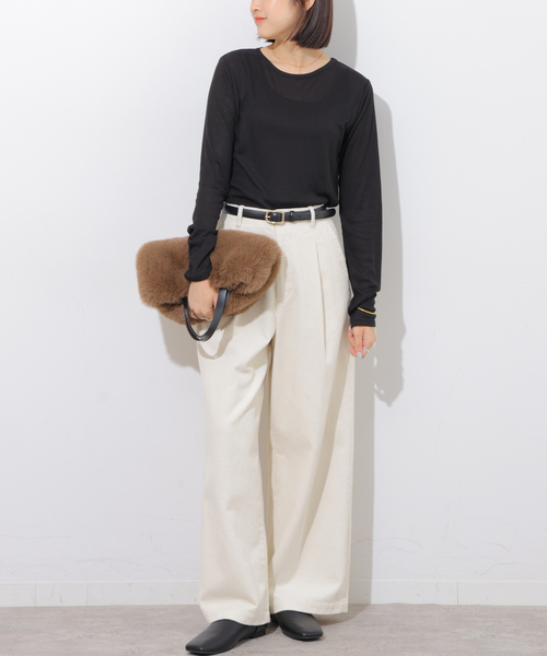 JOURNAL STANDARD relume(ジャーナルスタンダード レリューム)の「シアーテレコクルーネックプルオーバー(Tシャツ/カットソー・レディース・ピンク/ブラック/チャコールグレー/ホワイト・FREE)」の8枚目の写真