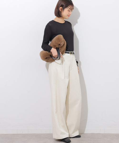 JOURNAL STANDARD relume(ジャーナルスタンダード レリューム)の「シアーテレコクルーネックプルオーバー(Tシャツ/カットソー・レディース・ピンク/ブラック/チャコールグレー/ホワイト・FREE)」の5枚目の写真