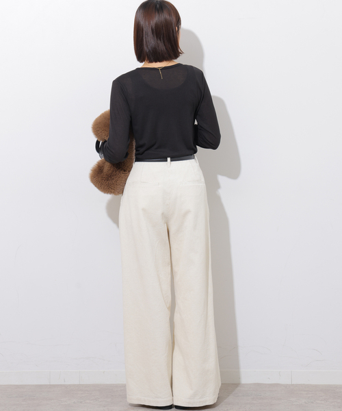 JOURNAL STANDARD relume(ジャーナルスタンダード レリューム)の「シアーテレコクルーネックプルオーバー(Tシャツ/カットソー・レディース・ピンク/ブラック/チャコールグレー/ホワイト・FREE)」の6枚目の写真