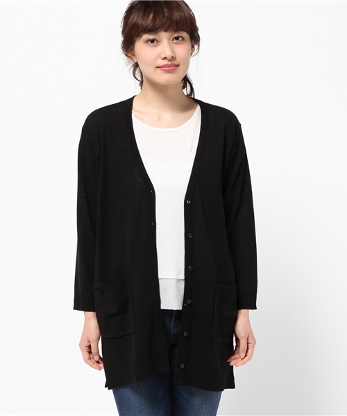 LBC(エルビーシー)の「12G強撚コットンVネックカーディガン(カーディガン/ボレロ・レディース・オフホワイト/ブラック・MEDIUM/LARGE)」の13枚目の写真