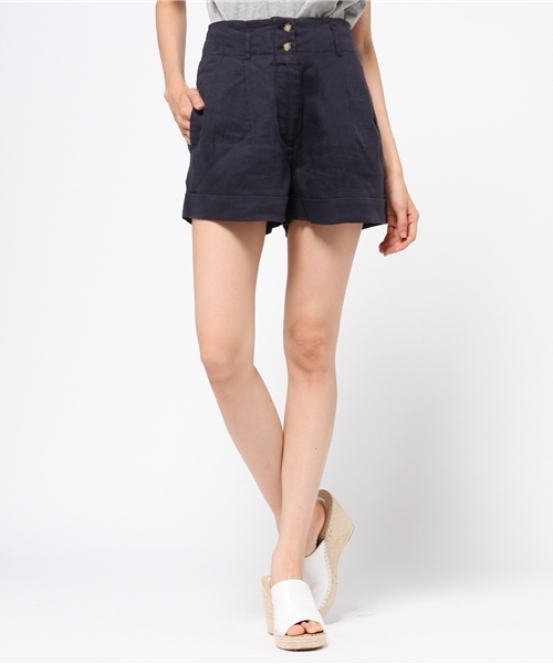 MOUSSY（マウジー）の「TUCK SHORT PT/F（その他パンツ・レディース・ライトベージュ/ネイビー・1/0/2）」の4枚目の写真