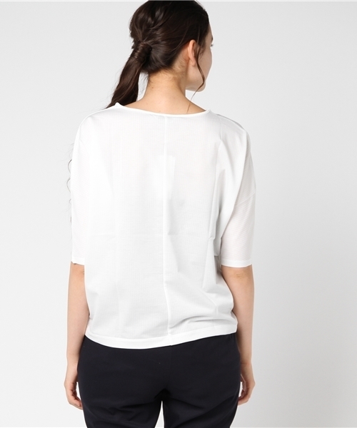 un dix cors（アンディコール）の「シャドーストライプドルマンプルオーバー（Tシャツ/カットソー・レディース・ホワイト/ベージュ/ネイビー・ﾌﾘ-）」の9枚目の写真