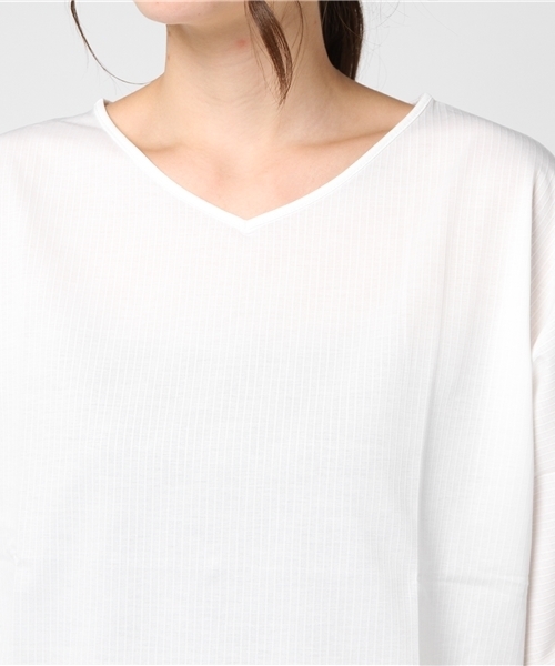 un dix cors（アンディコール）の「シャドーストライプドルマンプルオーバー（Tシャツ/カットソー・レディース・ホワイト/ベージュ/ネイビー・ﾌﾘ-）」の10枚目の写真