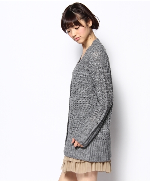 mystic(ミスティック)の「ワッフル柄ロングCD(カーディガン/ボレロ・レディース・グレー/ブラック・フリ-)」の7枚目の写真