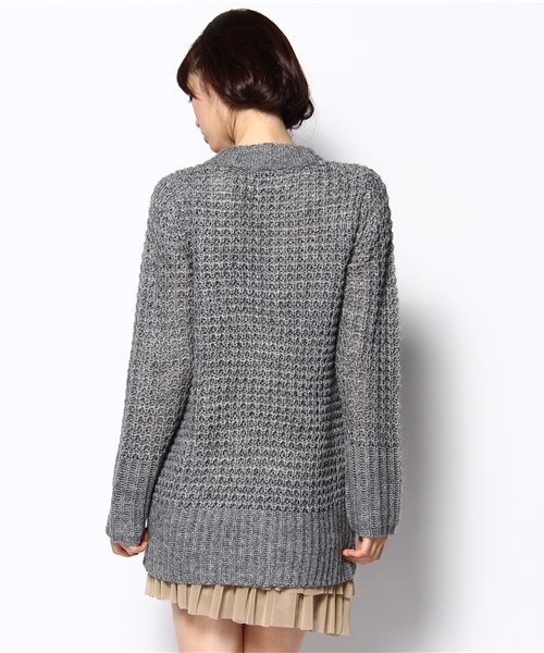 mystic(ミスティック)の「ワッフル柄ロングCD(カーディガン/ボレロ・レディース・グレー/ブラック・フリ-)」の5枚目の写真