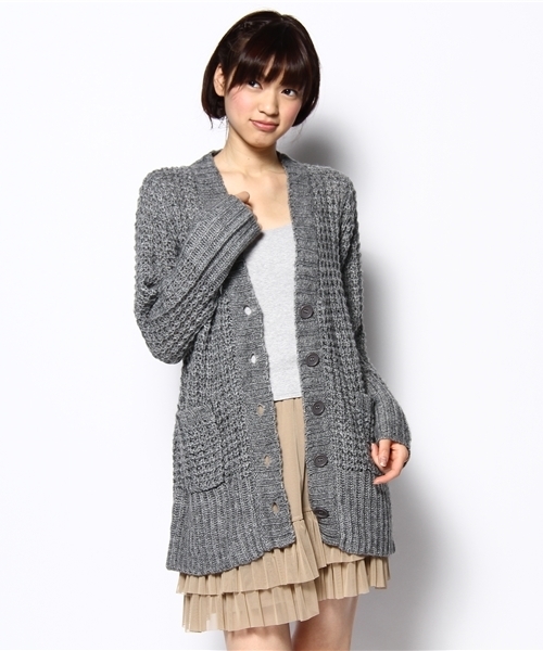mystic(ミスティック)の「ワッフル柄ロングCD(カーディガン/ボレロ・レディース・グレー/ブラック・フリ-)」の9枚目の写真
