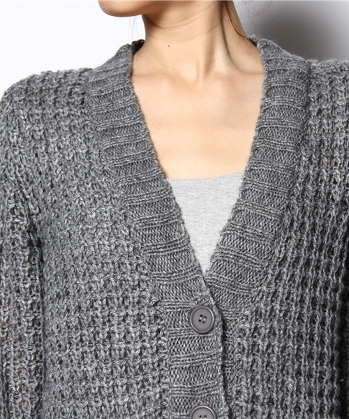 mystic(ミスティック)の「ワッフル柄ロングCD(カーディガン/ボレロ・レディース・グレー/ブラック・フリ-)」の3枚目の写真