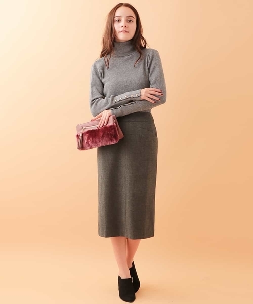 OFUON le MK（オフオンルエムケー）の「袖ボタンリブニット（ニット/セーター・レディース・ホワイト/ブラック/ライトグレー・M/L）」の8枚目の写真