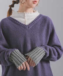 美品✨バトナー 片畦編みコットンラグランクルーネックニット ラベンダー パープル 美品✨バトナー 片畦編みコットンラグランクルーネックニット