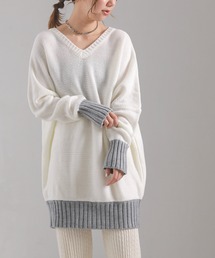 n'OrLABEL（ノアールレーベル）の「『配色Ｖネックニット』（ニット/セーター）」