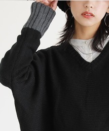 n'OrLABEL（ノアールレーベル）の「配色Vネックニット（ニット/セーター）」