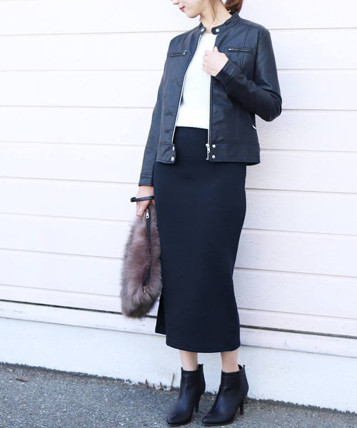 reca（レカ）の「裏起毛で暖か＆ベージックデザインでヘビロテ決定◇ウエストゴム裏起毛タイトロングスカート（スカート・レディース・ブラック/ライトグレー/ダークグレー/ベージュ/ネイビー・FREE）」の19枚目の写真