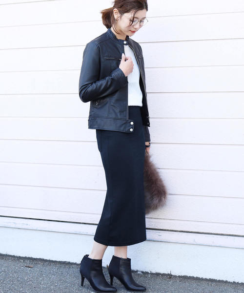 reca（レカ）の「裏起毛で暖か＆ベージックデザインでヘビロテ決定◇ウエストゴム裏起毛タイトロングスカート（スカート・レディース・ブラック/ライトグレー/ダークグレー/ベージュ/ネイビー・FREE）」の17枚目の写真