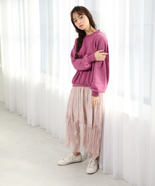 one after another NICE CLAUP(ワンアフターアナザーナイスクラップ)の「newシースルーレーシースカート(スカート・レディース・ブラック/ピンク/イエロー/アイボリー・FREE)」の5枚目の写真